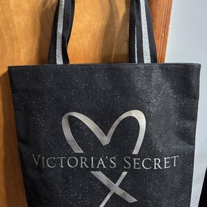 Victoria's Secret Black Glittery Tote Bag